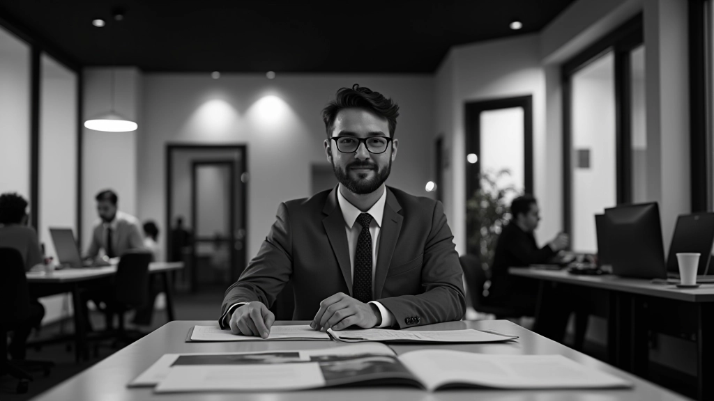 Kancelářský web s jednolitým monochromatickým stylem a typografií